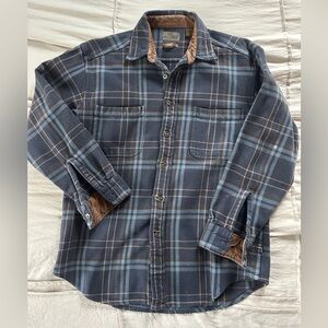 Blue and Brown St. Johns Bay Plaid Button-Up Shirt Vintage Corduroy Brawny 😍